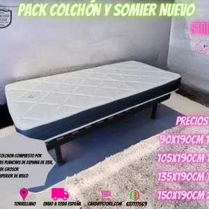 PACK DE SOMIER Y COLCHÓN - NUEVOS