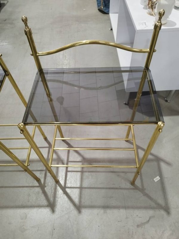 PAREJA DE MESITAS DORADAS EN CRISTAL - Imagen 2