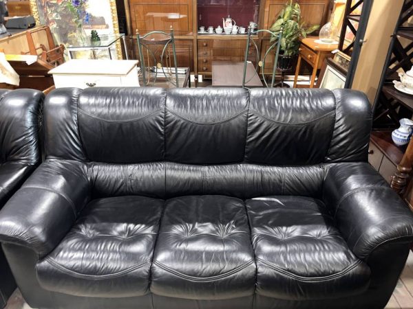 2 SOFAS NEGROS DE PIEL - Imagen 2