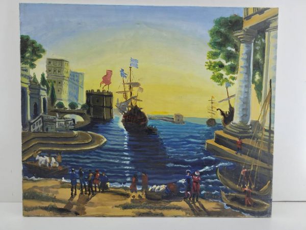 LIENZO “DESEMBARCO AL ATARDECER”