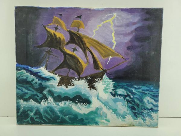 LIENZO “EL BAJEL EN LA TORMENTA”