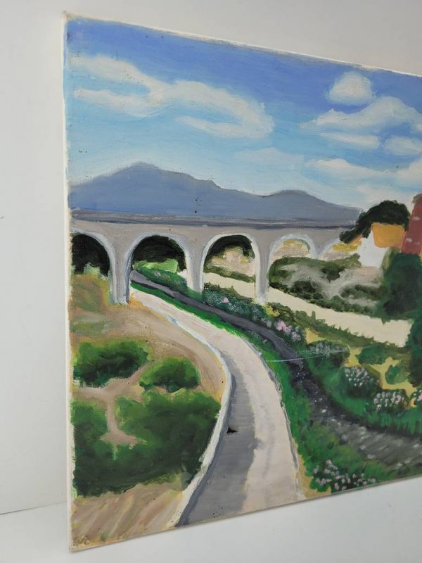 LIENZO "CASAS JUNTO AL RÍO" - Imagen 2