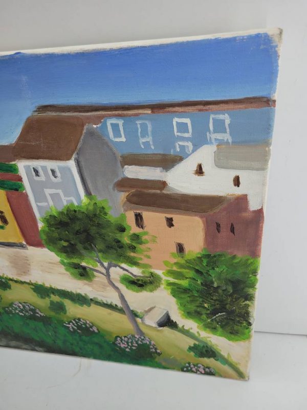 LIENZO "CASAS JUNTO AL RÍO" - Imagen 3