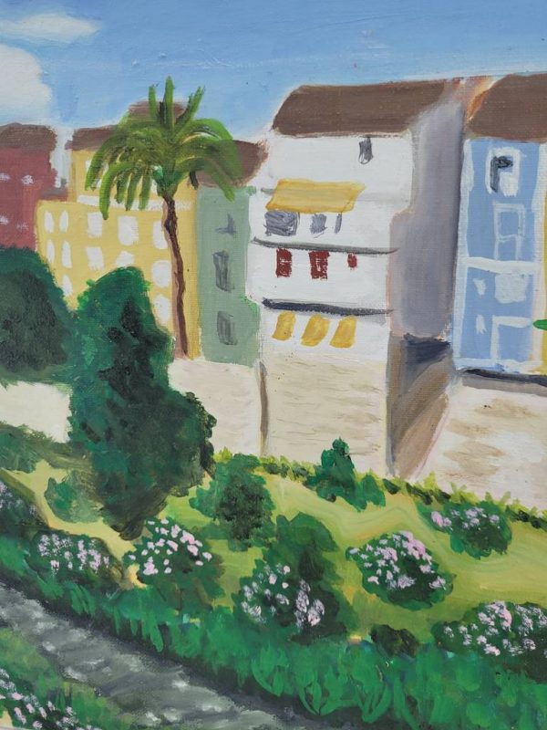 LIENZO "CASAS JUNTO AL RÍO" - Imagen 4