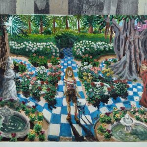 LIENZO "ALICIA EN EL JARDÍN DE LOS SUEÑOS”
