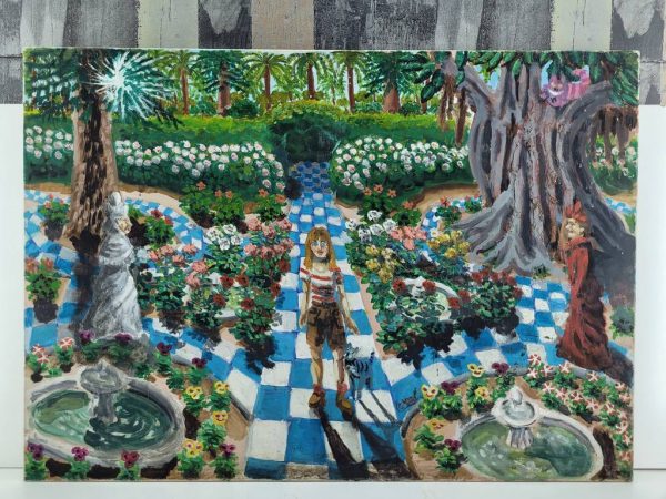 LIENZO "ALICIA EN EL JARDÍN DE LOS SUEÑOS”