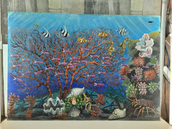 LIENZO "JARDÍN DE CORAL"