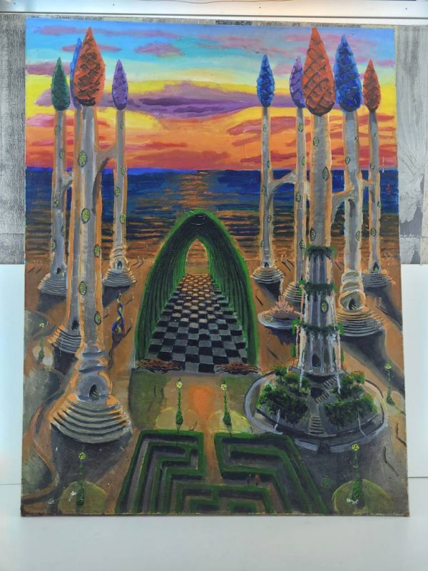 LIENZO "EL TEMPLO DEL CREPÚSCULO"