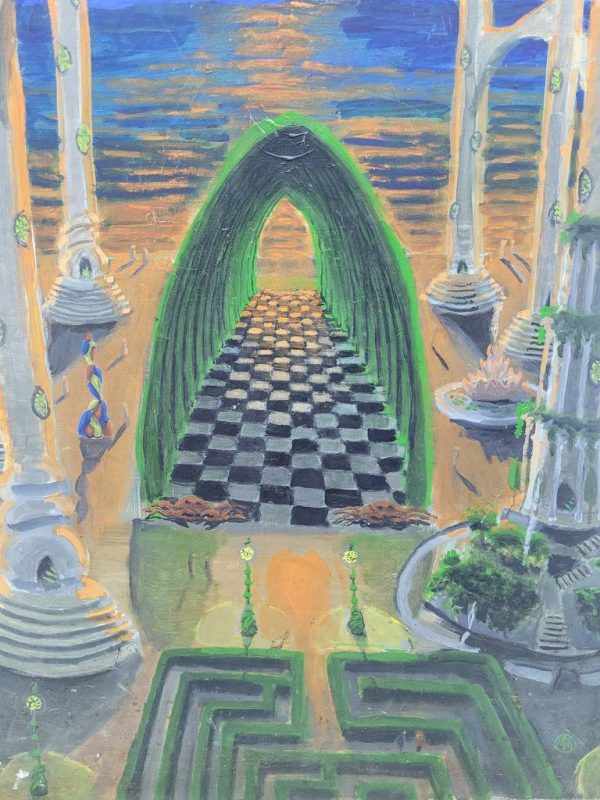 LIENZO "EL TEMPLO DEL CREPÚSCULO" - Imagen 3