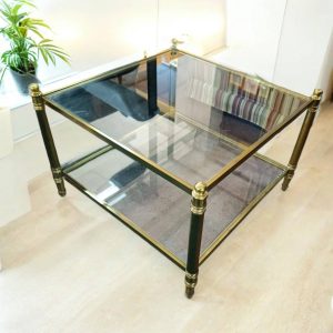 MESA DE CENTRO DE METAL Y CRISTAL