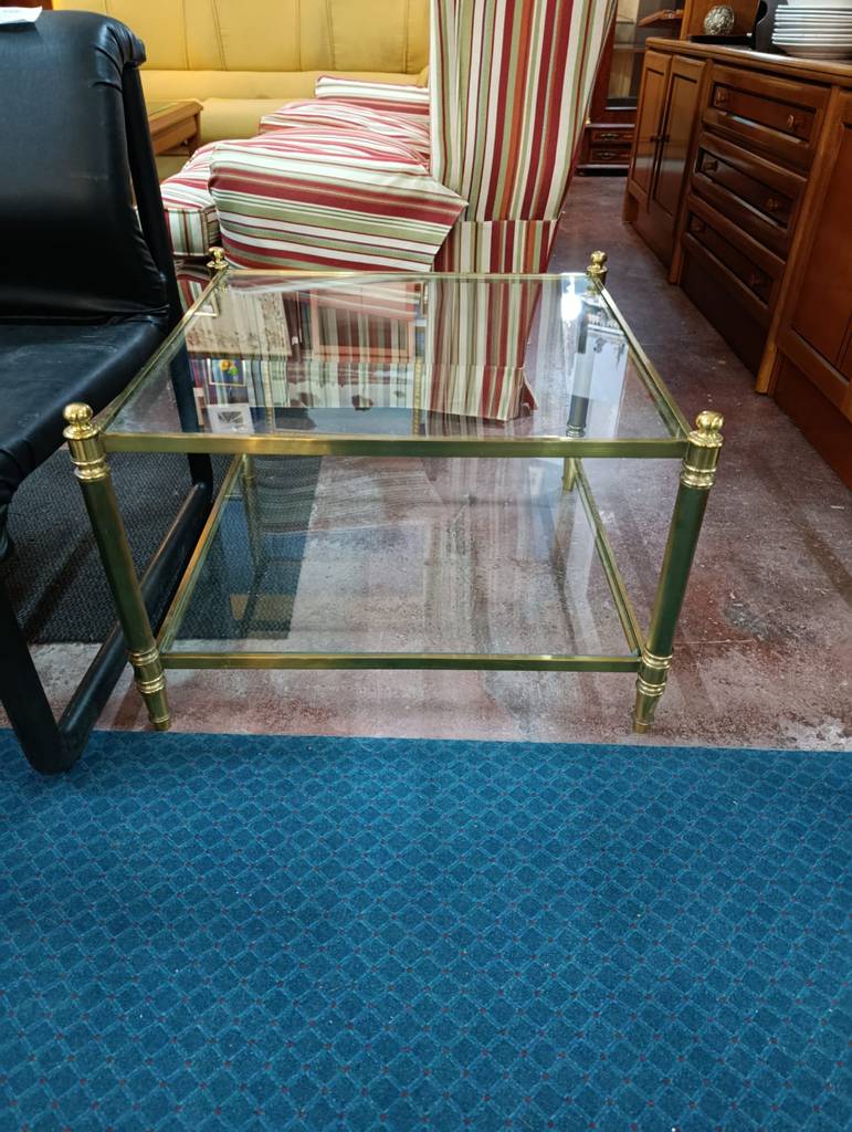 MESA DE CENTRO DE METAL Y CRISTAL - Imagen 2