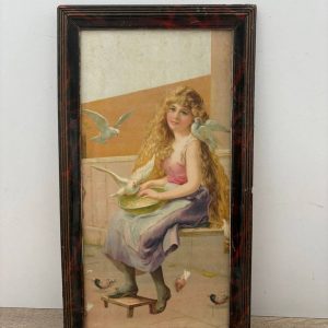 CUADRO DE MUJER CON PALOMAS