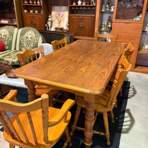 MESA Y 6 SILLAS DE MADERA PROVENZAL