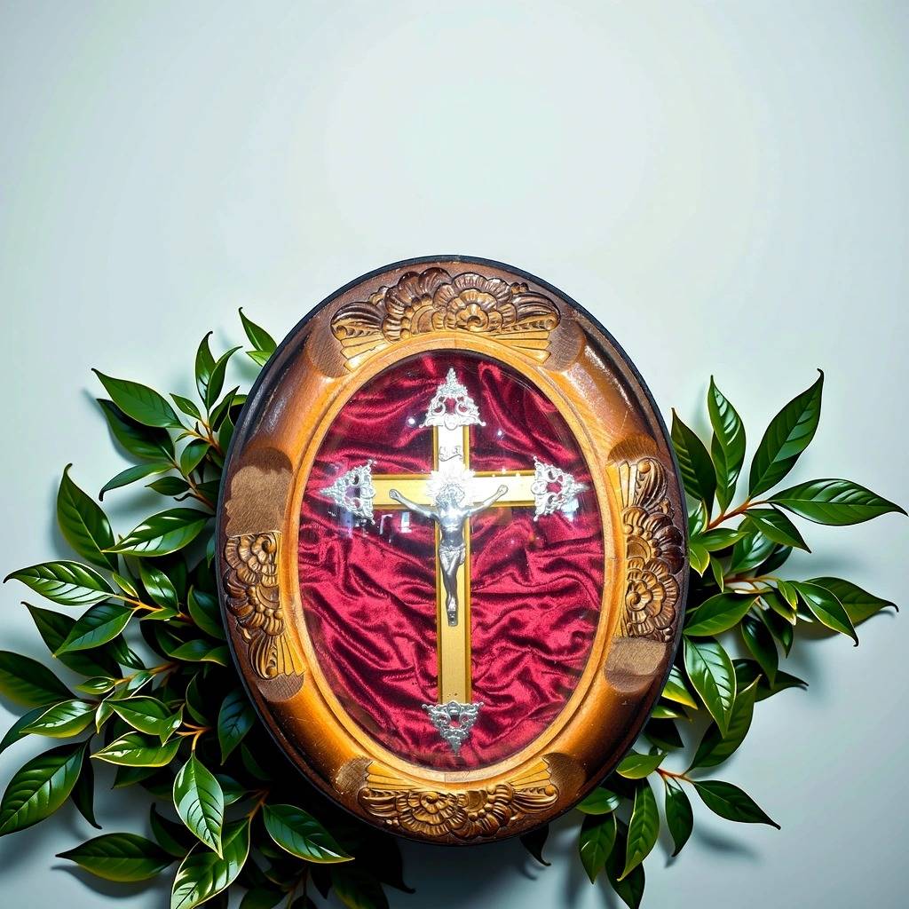 ANTIGUO CRUCIFIJO ENMARCADO