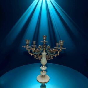 CANDELABRO DE BRONCE Y MÁRMOL